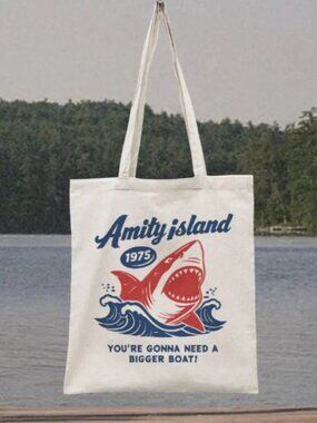 Amity Island Shark Attack Retro Jaws Inspired Tote Bag